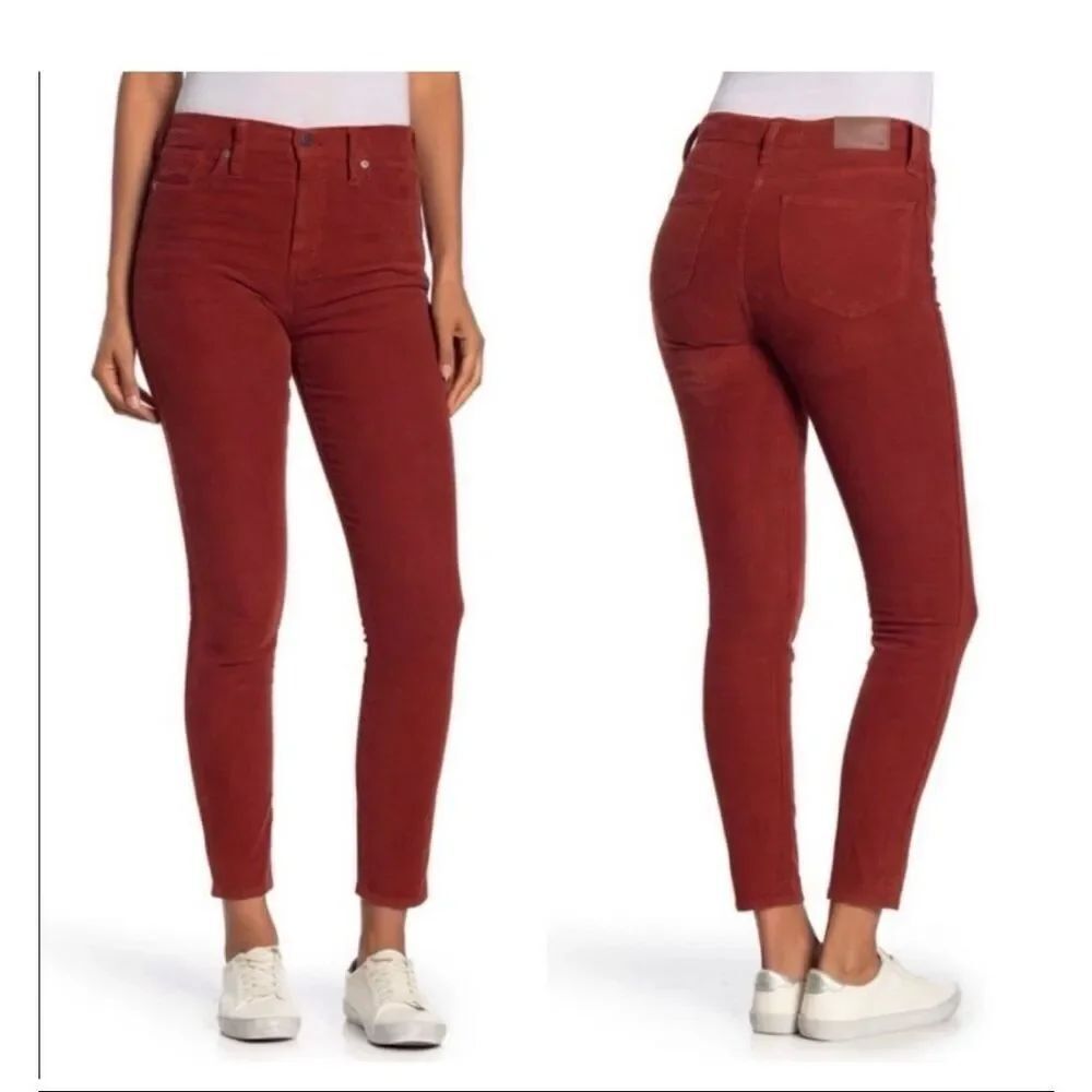 Madewell Corduroy Skinny Jeans 10" High-Rise Stretch Canterbury red Sz 27 NWT
